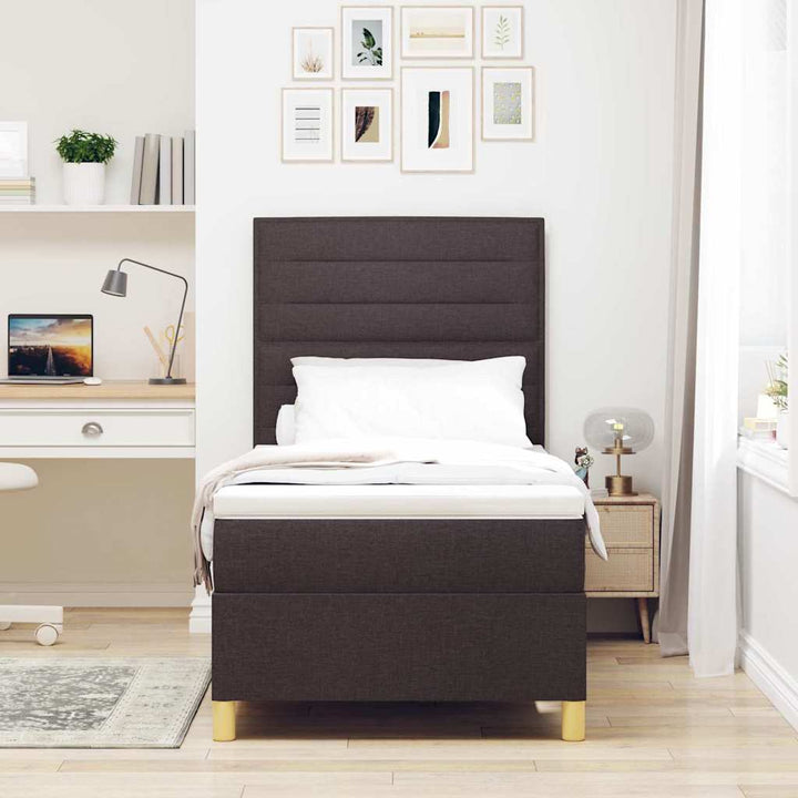 Box spring seng med madras Mørk Brun 80 x 200 cm Stof