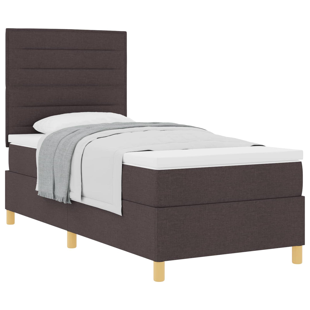 Box spring seng med madras Mørk Brun 80 x 200 cm Stof
