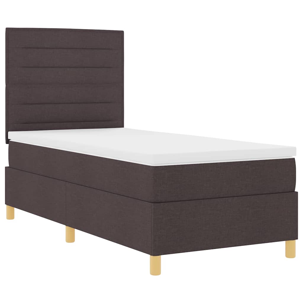 Box spring seng med madras Mørk Brun 80 x 200 cm Stof
