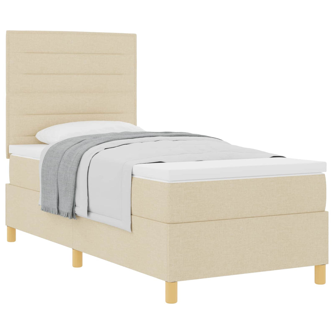 Box spring seng med madras Creme 80 x 200 cm Stof