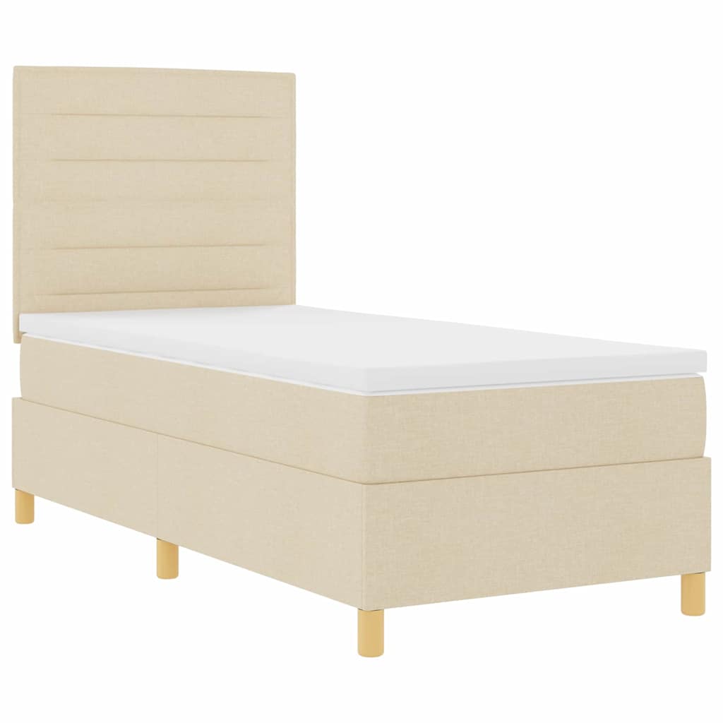 Box spring seng med madras Creme 80 x 200 cm Stof