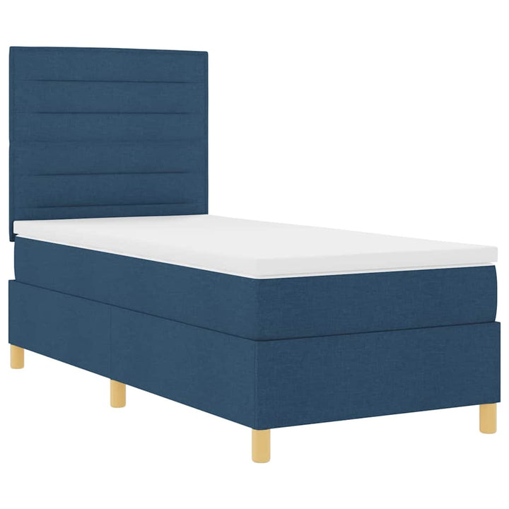 Box spring seng med madras med hovedgærde Blå 80 x 200 cm Stof