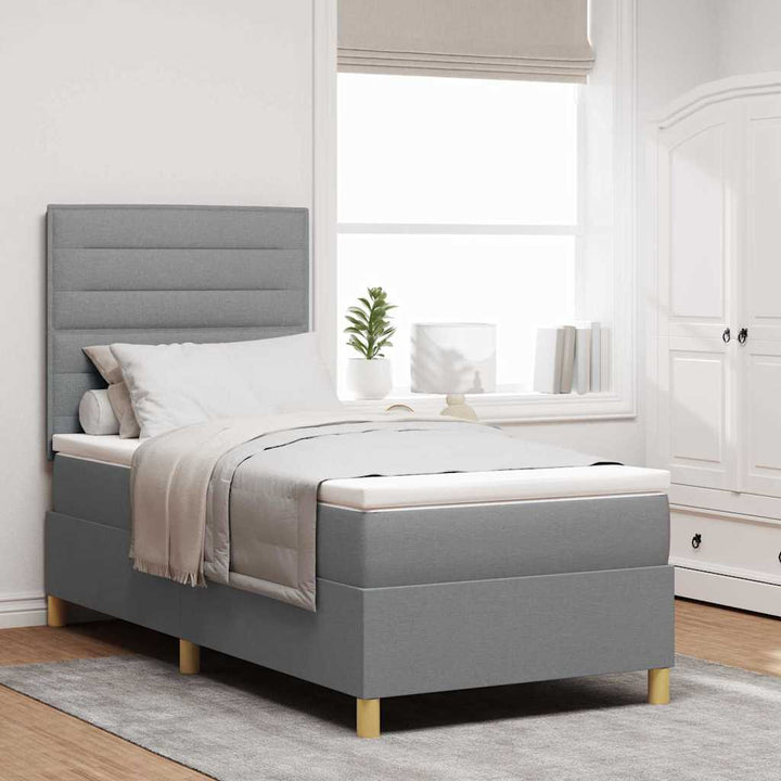 Box spring seng med madras Lysegrå 90 x 190 cm Stof