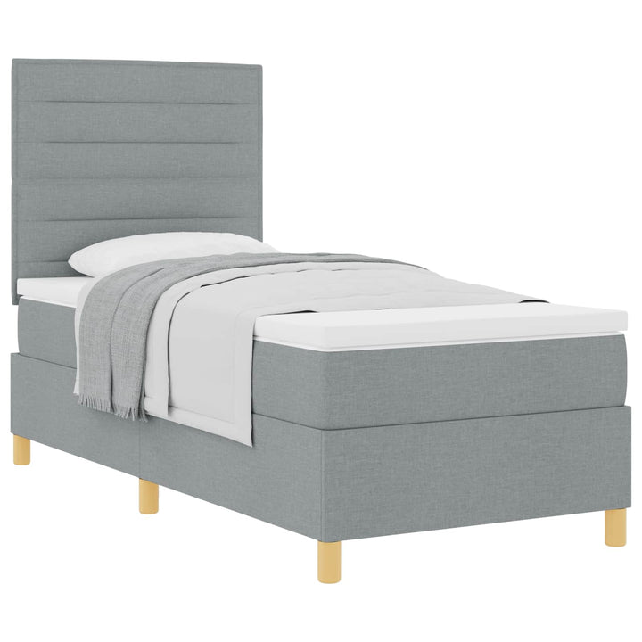 Box spring seng med madras Lysegrå 90 x 190 cm Stof