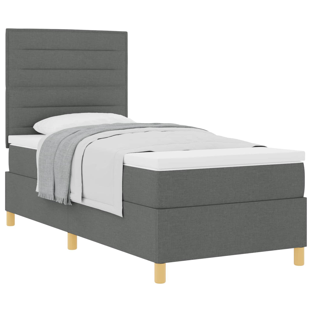 Box spring seng med madras Mørkegrå 90 x 190 cm Stof