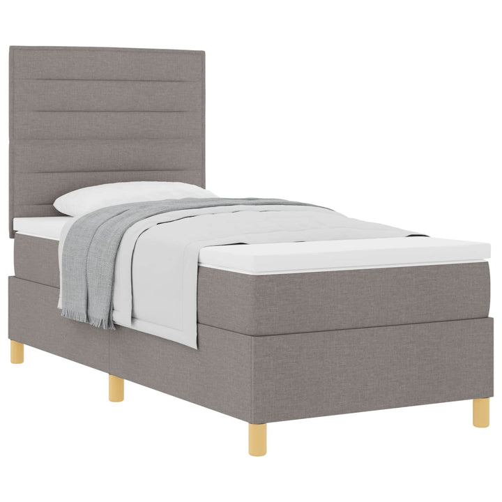Box spring seng med madras Gråbrun 90 x 190 cm Stof