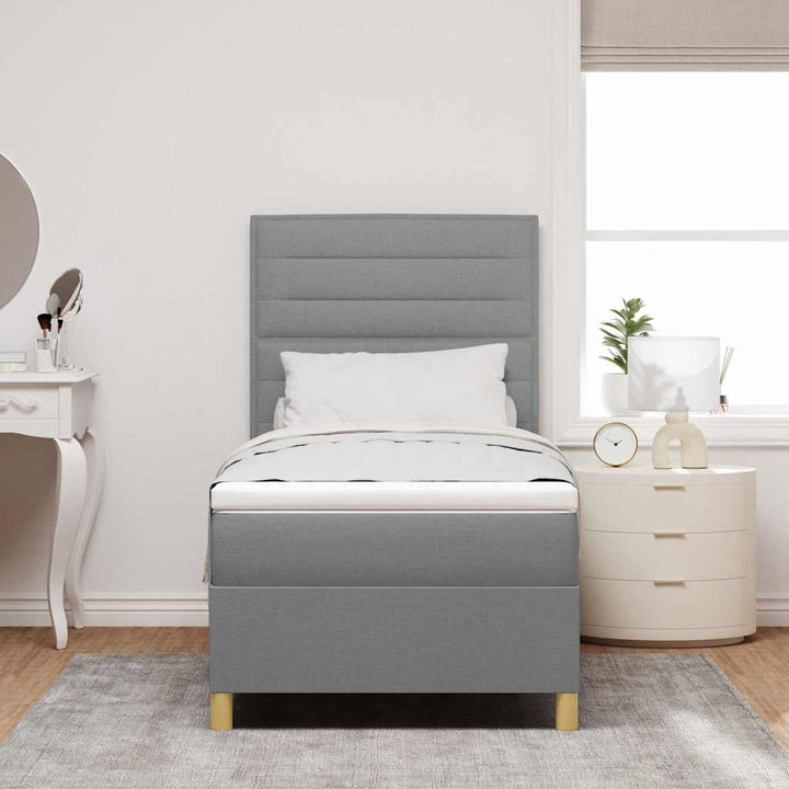 Box spring seng med madras Lysegrå 90 x 200 cm Stof