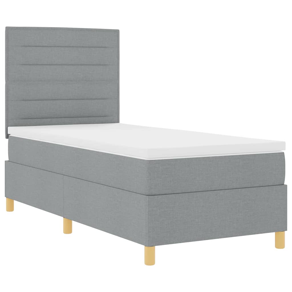 Box spring seng med madras Lysegrå 90 x 200 cm Stof
