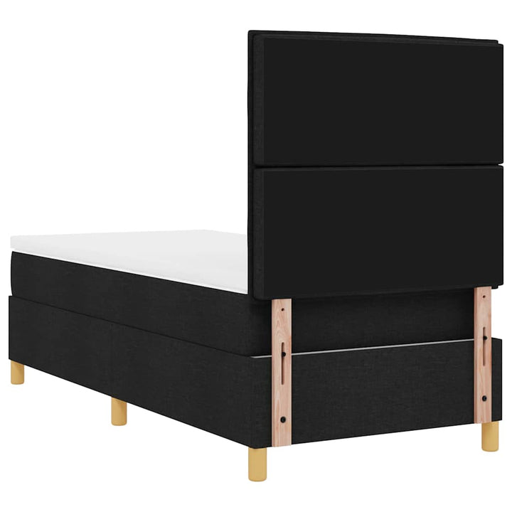 Box spring seng med madras med hovedgærde Sort 90 x 200 cm Stof