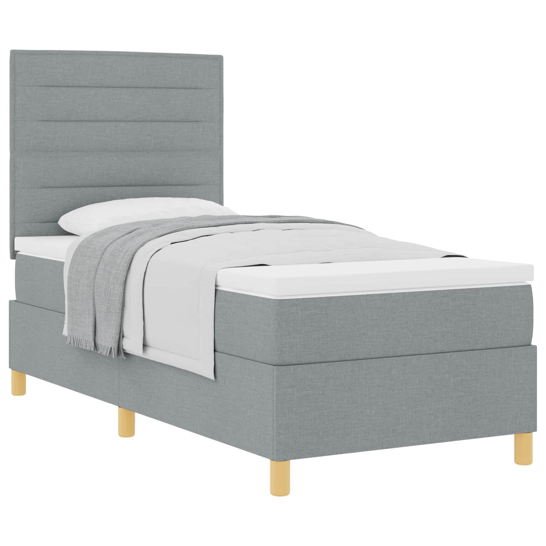 Box spring seng med madras Lysegrå 100 x 200 cm Stof