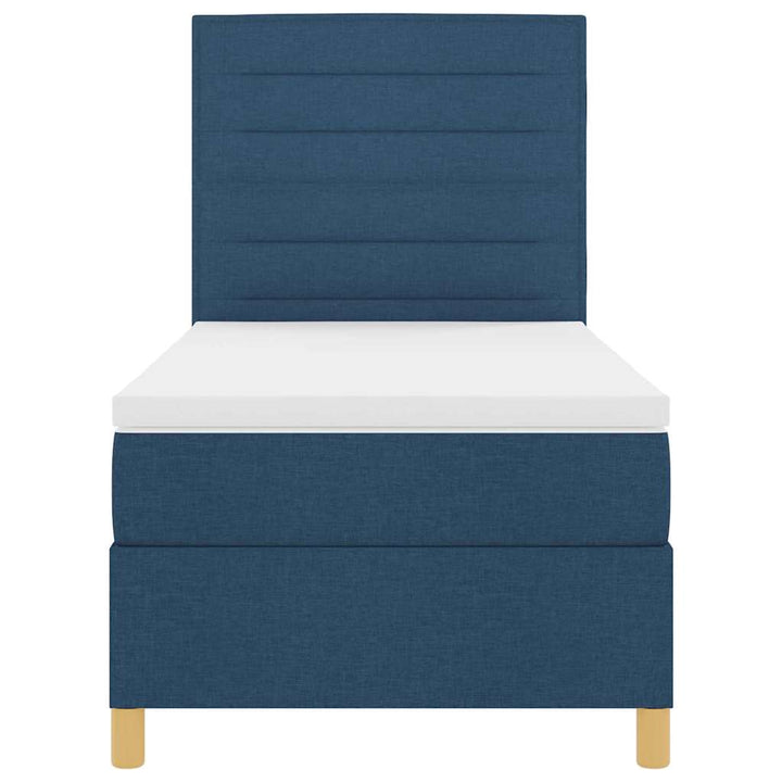Box spring seng med madras med hovedgærde Blå 100 x 200 cm Stof