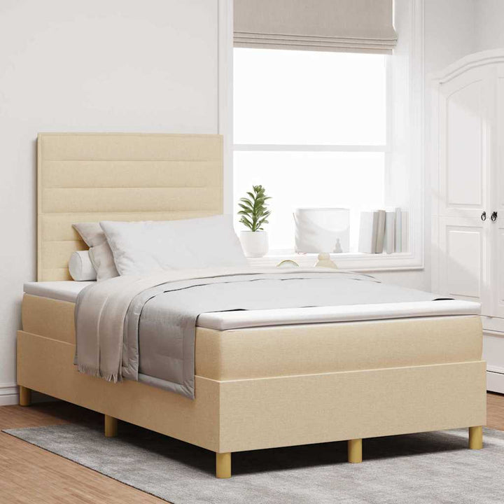 Box spring seng med madras Creme 120 x 190 cm Stof