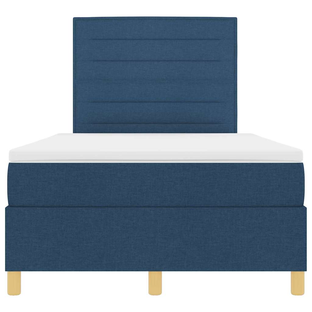 Box spring seng med madras med hovedgærde Blå 120 x 190 cm Stof
