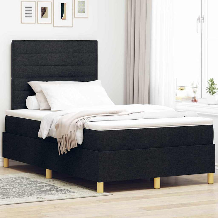 Box spring seng med madras Sort 120 x 200 cm Stof
