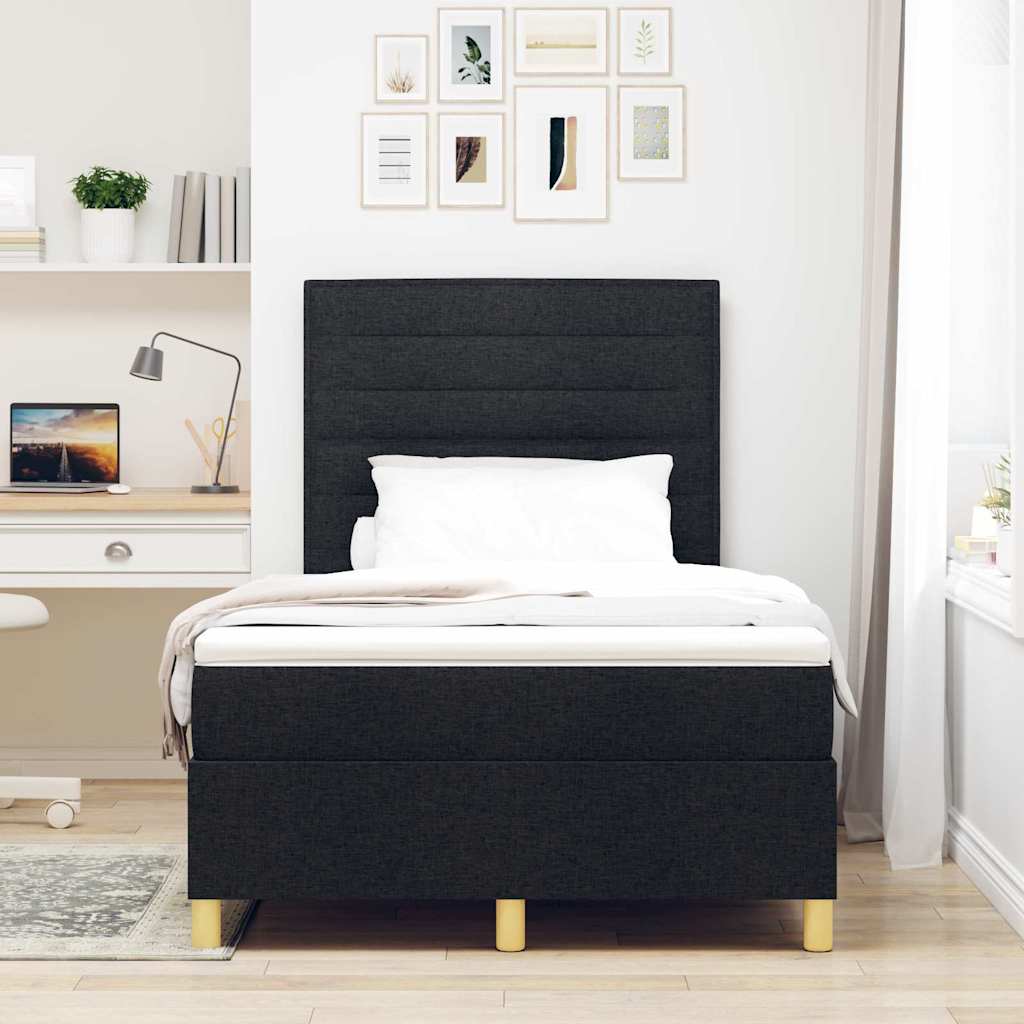 Box spring seng med madras Sort 120 x 200 cm Stof