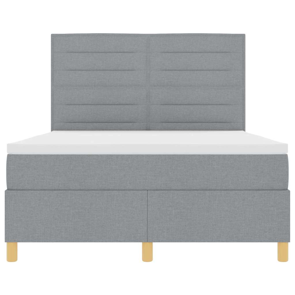 Box spring seng med madras Lysegrå 140 x 190 cm Stof