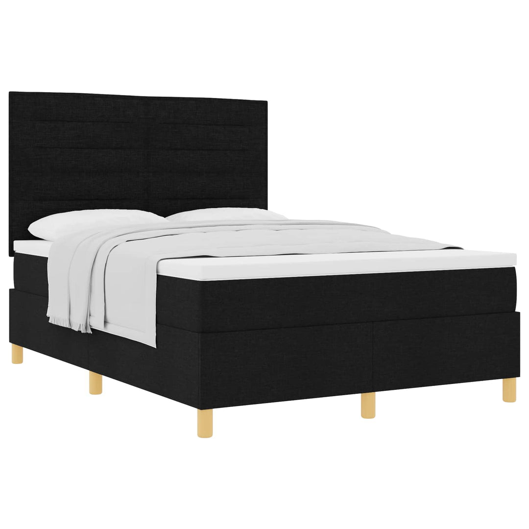 Box spring seng med madras Sort 140 x 190 cm Stof