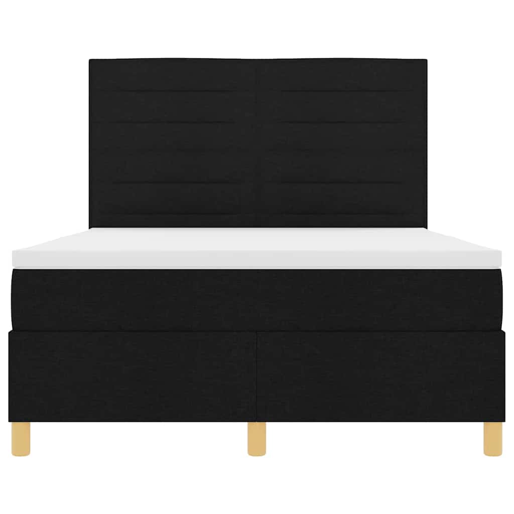 Box spring seng med madras Sort 140 x 190 cm Stof