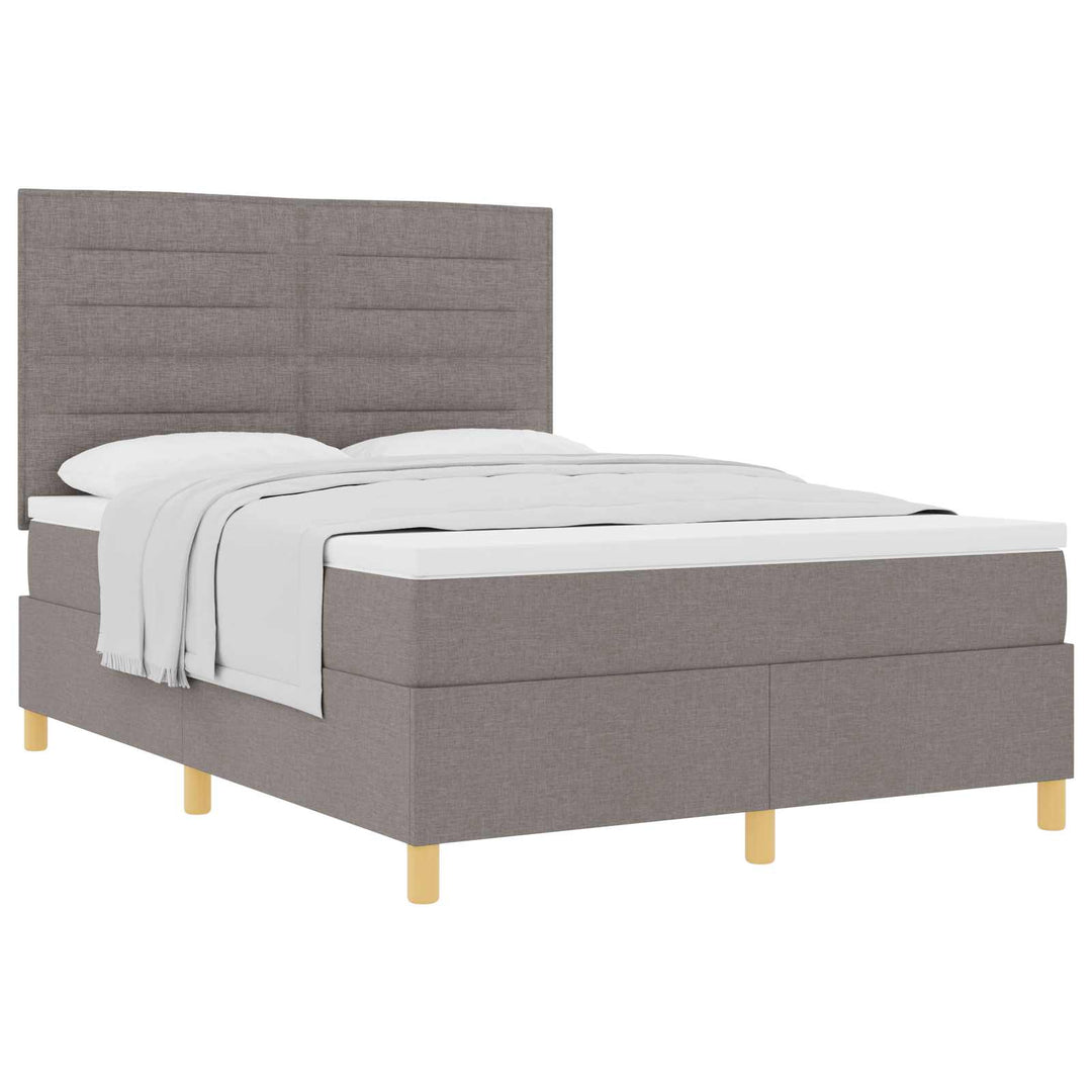Box spring seng med madras Gråbrun 140 x 190 cm Stof