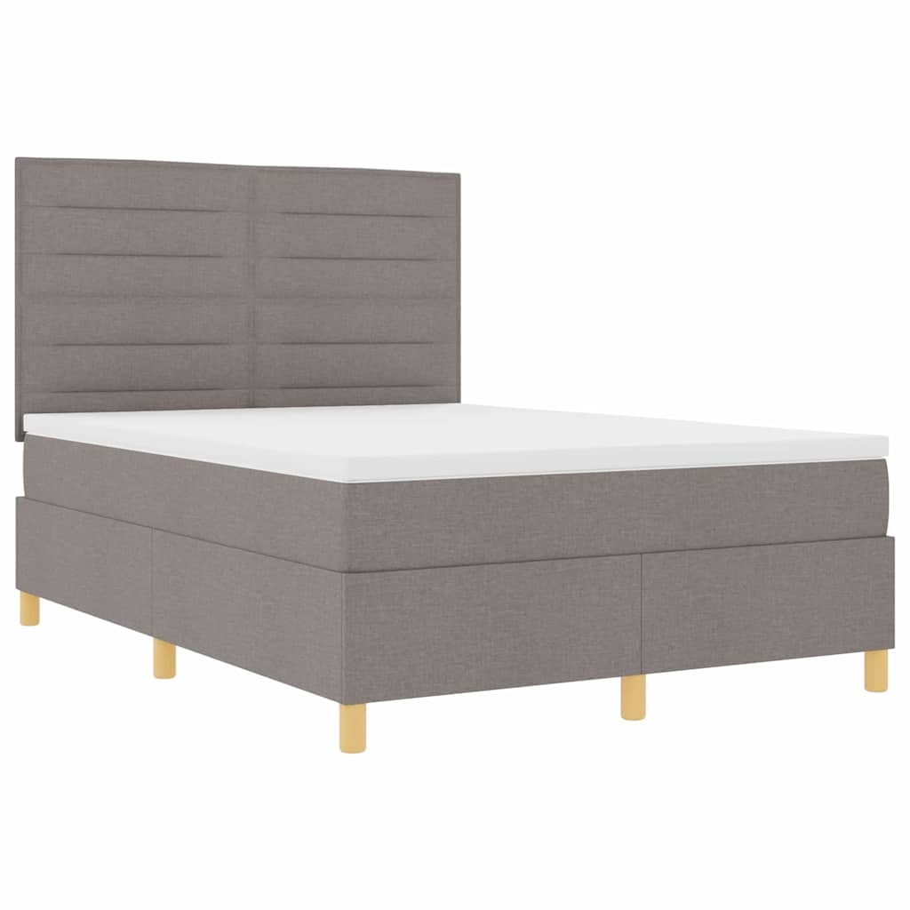 Box spring seng med madras Gråbrun 140 x 190 cm Stof