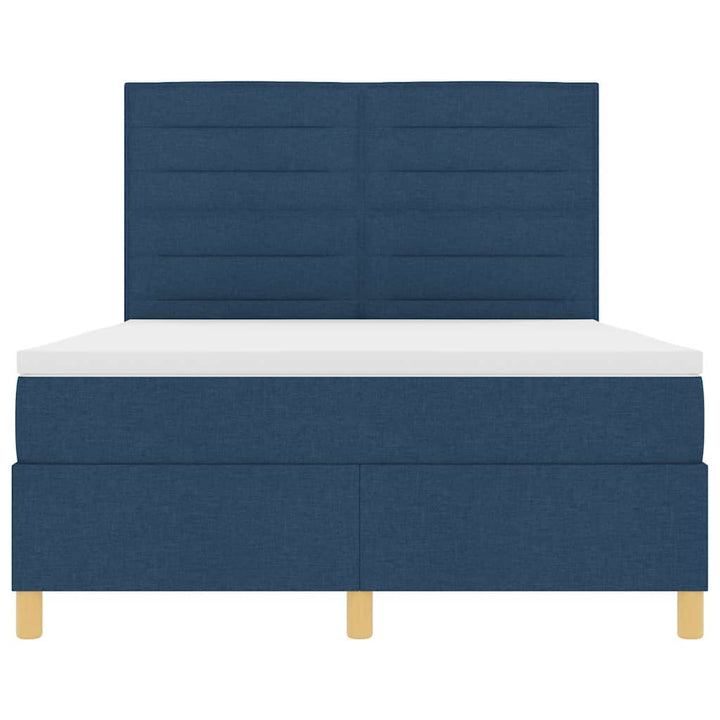 Box spring seng med madras med hovedgærde Blå 140 x 190 cm Stof