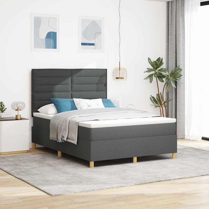 Box spring seng med madras Mørkegrå 140 x 200 cm Stof