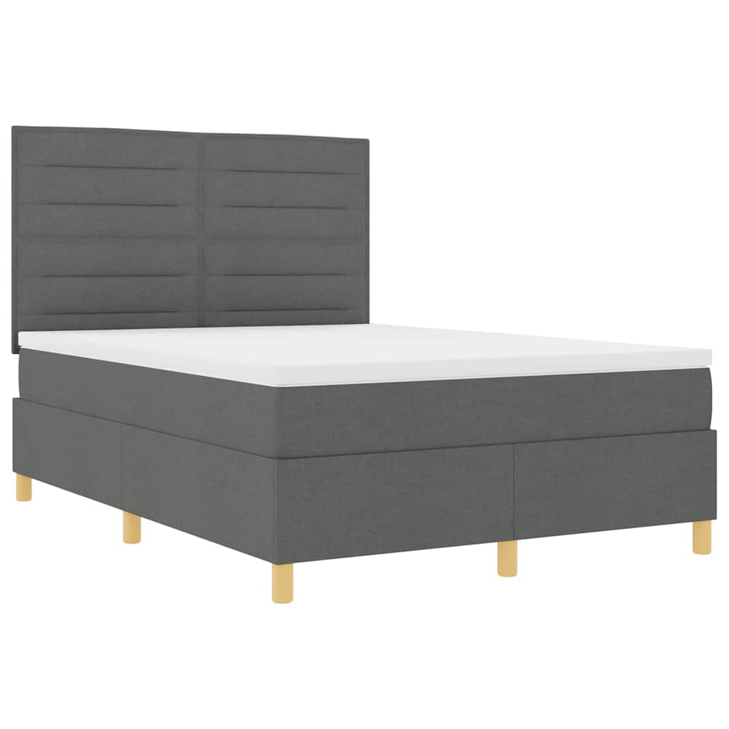 Box spring seng med madras Mørkegrå 140 x 200 cm Stof