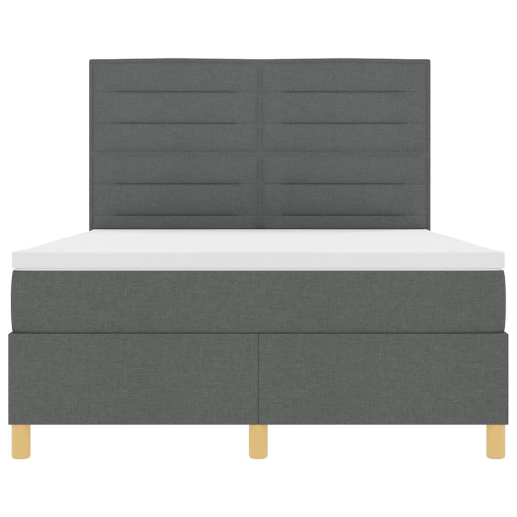 Box spring seng med madras Mørkegrå 140 x 200 cm Stof