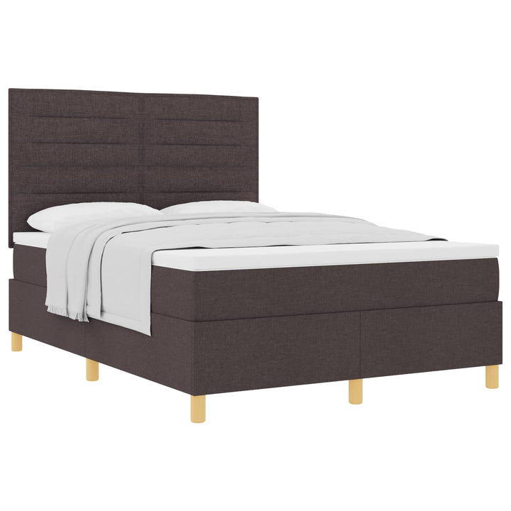 Box spring seng med madras Mørk Brun 140 x 200 cm Stof