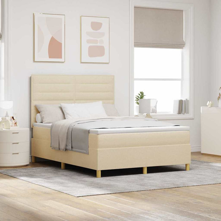 Box spring seng med madras Creme 140 x 200 cm Stof