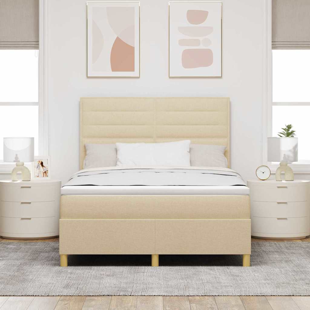 Box spring seng med madras Creme 140 x 200 cm Stof