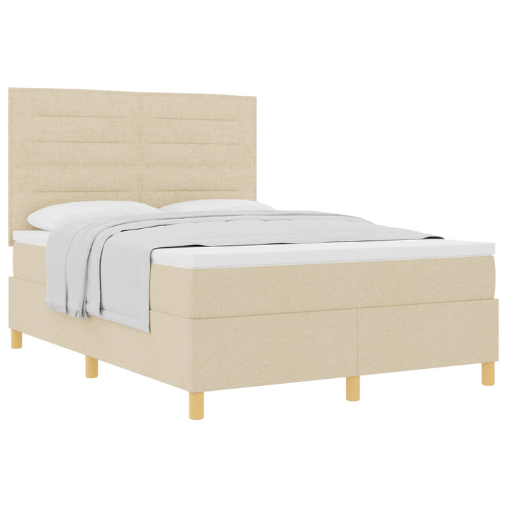 Box spring seng med madras Creme 140 x 200 cm Stof