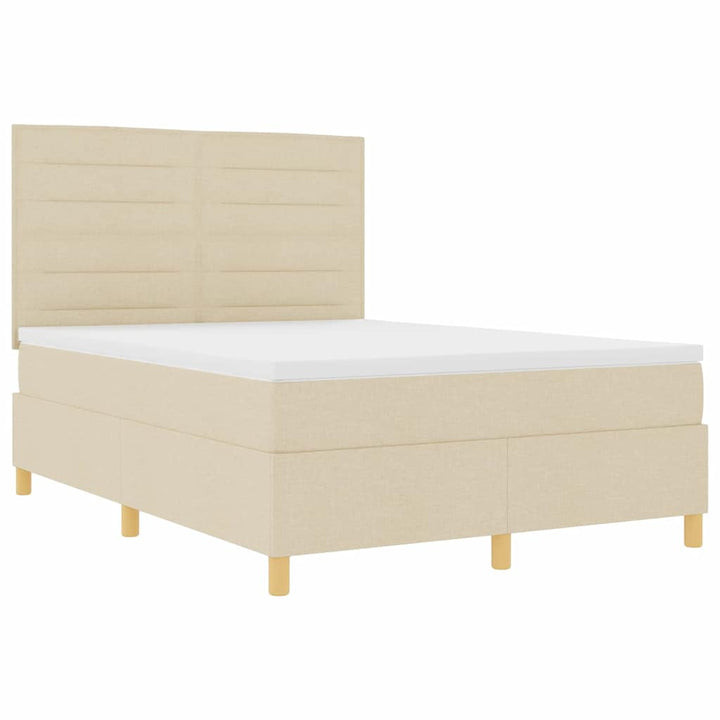 Box spring seng med madras Creme 140 x 200 cm Stof