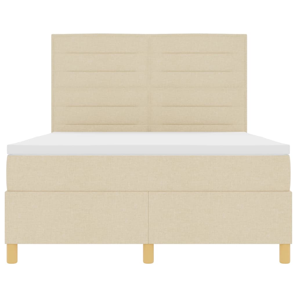 Box spring seng med madras Creme 140 x 200 cm Stof