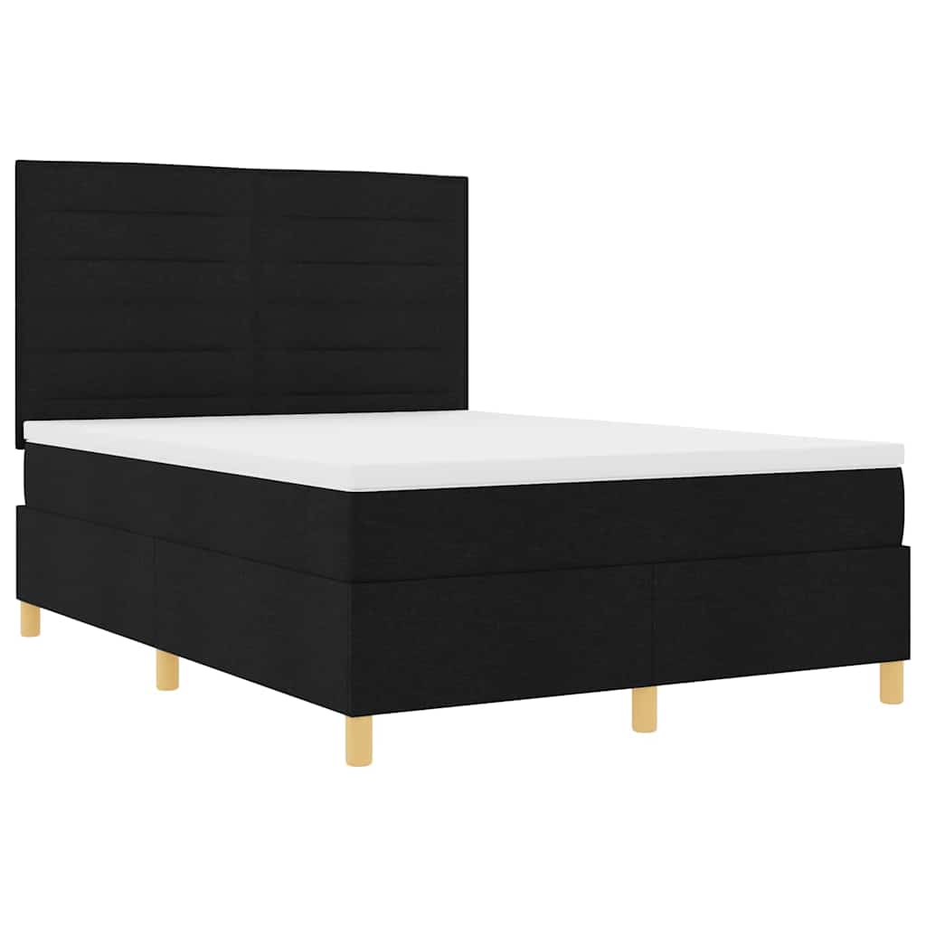 Box spring seng med madras Sort 160 x 200 cm Stof