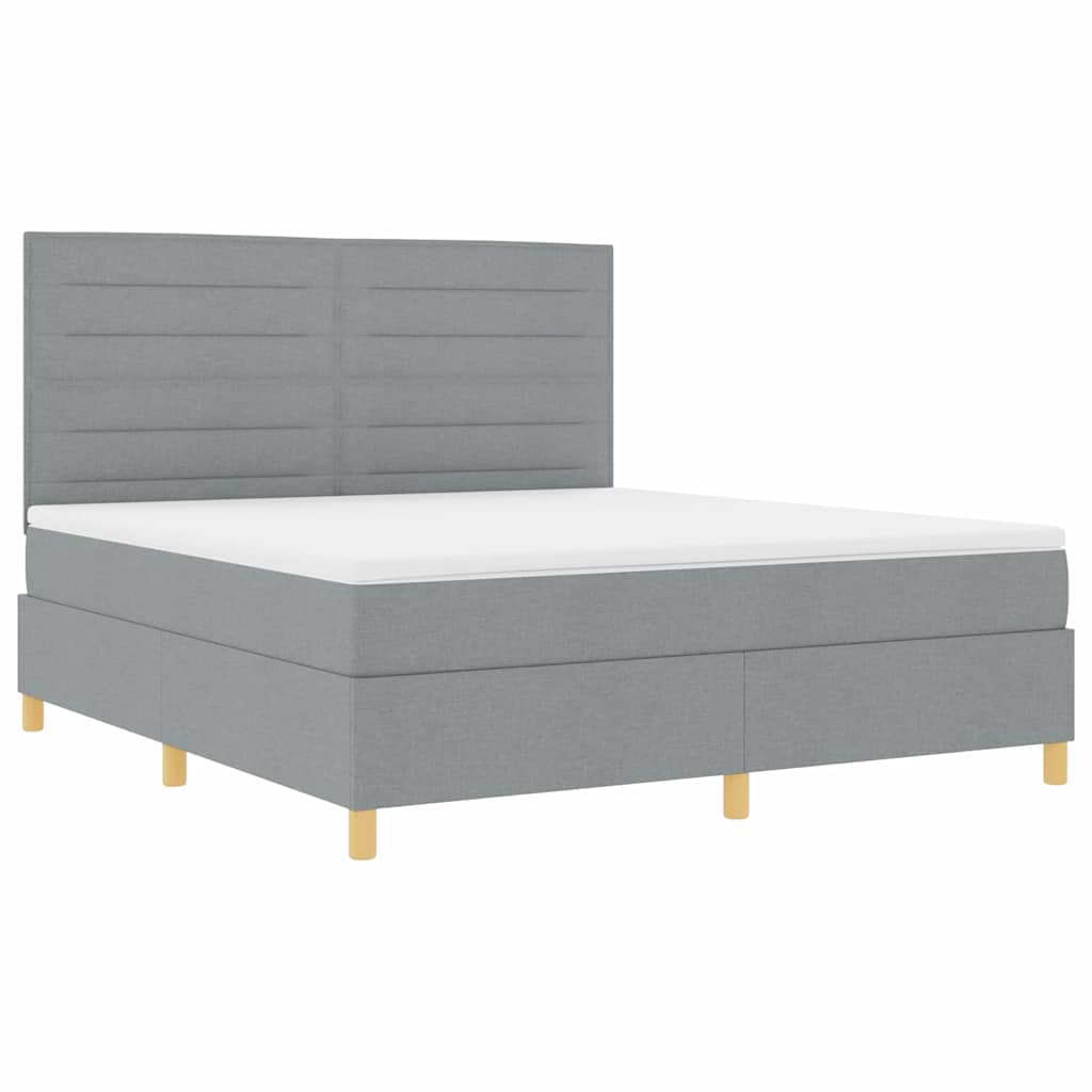 Box spring seng med madras Lysegrå 180 x 200 cm Stof