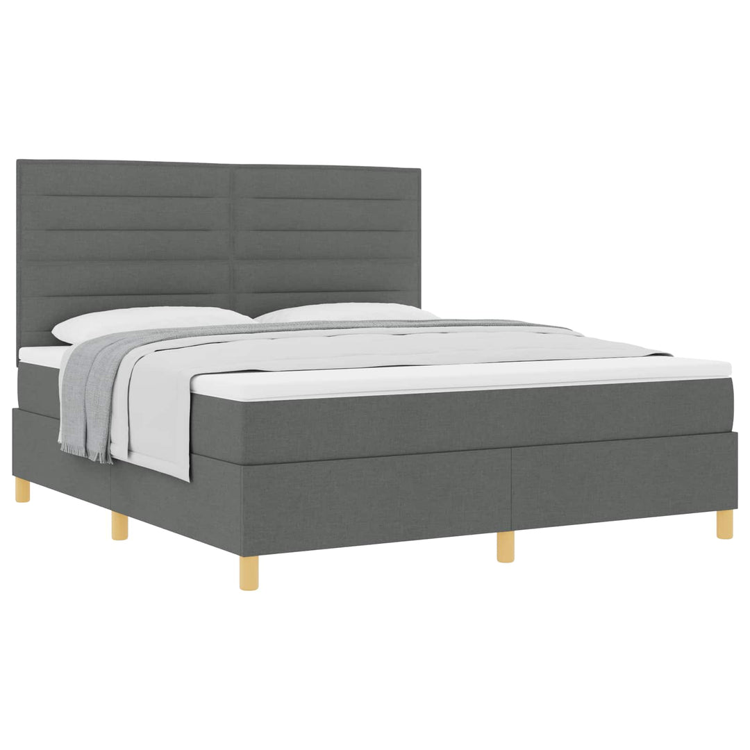 Box spring seng med madras Mørkegrå 180 x 200 cm Stof