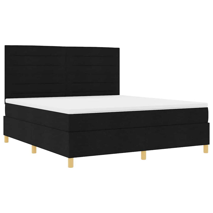 Box spring seng med madras Sort 180 x 200 cm Stof