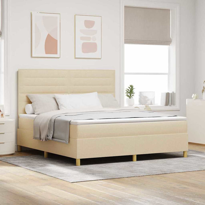Box spring seng med madras Creme 180 x 200 cm Stof