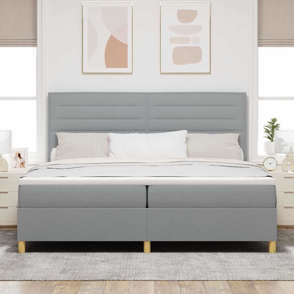 Box spring seng med madras Lysegrå 200 x 200 cm Stof