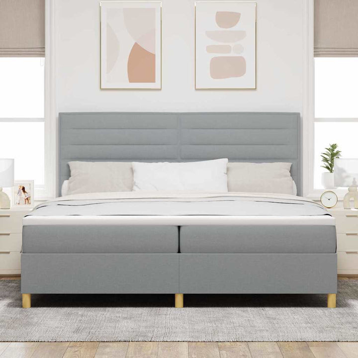 Box spring seng med madras Lysegrå 200 x 200 cm Stof