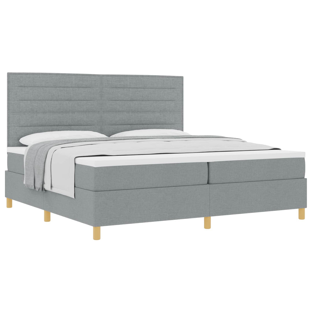 Box spring seng med madras Lysegrå 200 x 200 cm Stof