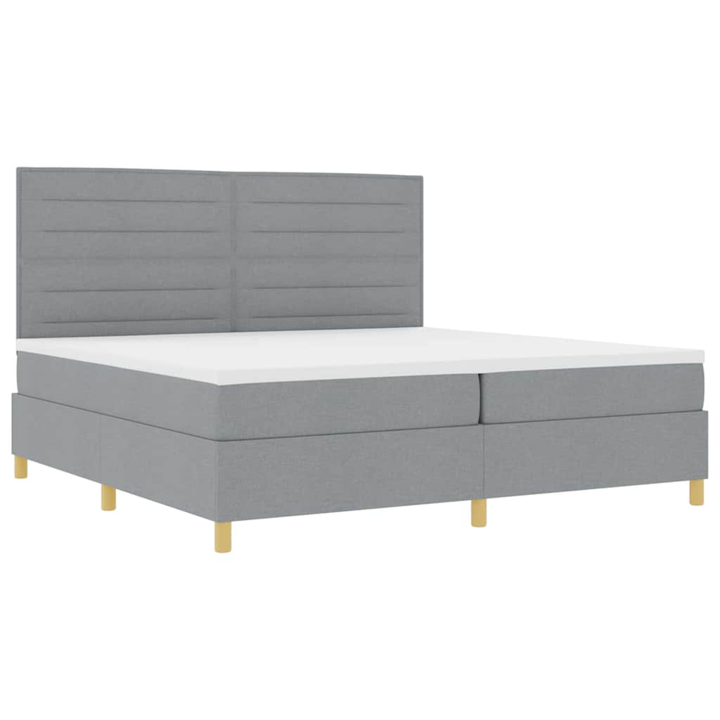 Box spring seng med madras Lysegrå 200 x 200 cm Stof