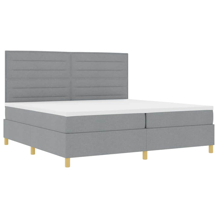 Box spring seng med madras Lysegrå 200 x 200 cm Stof