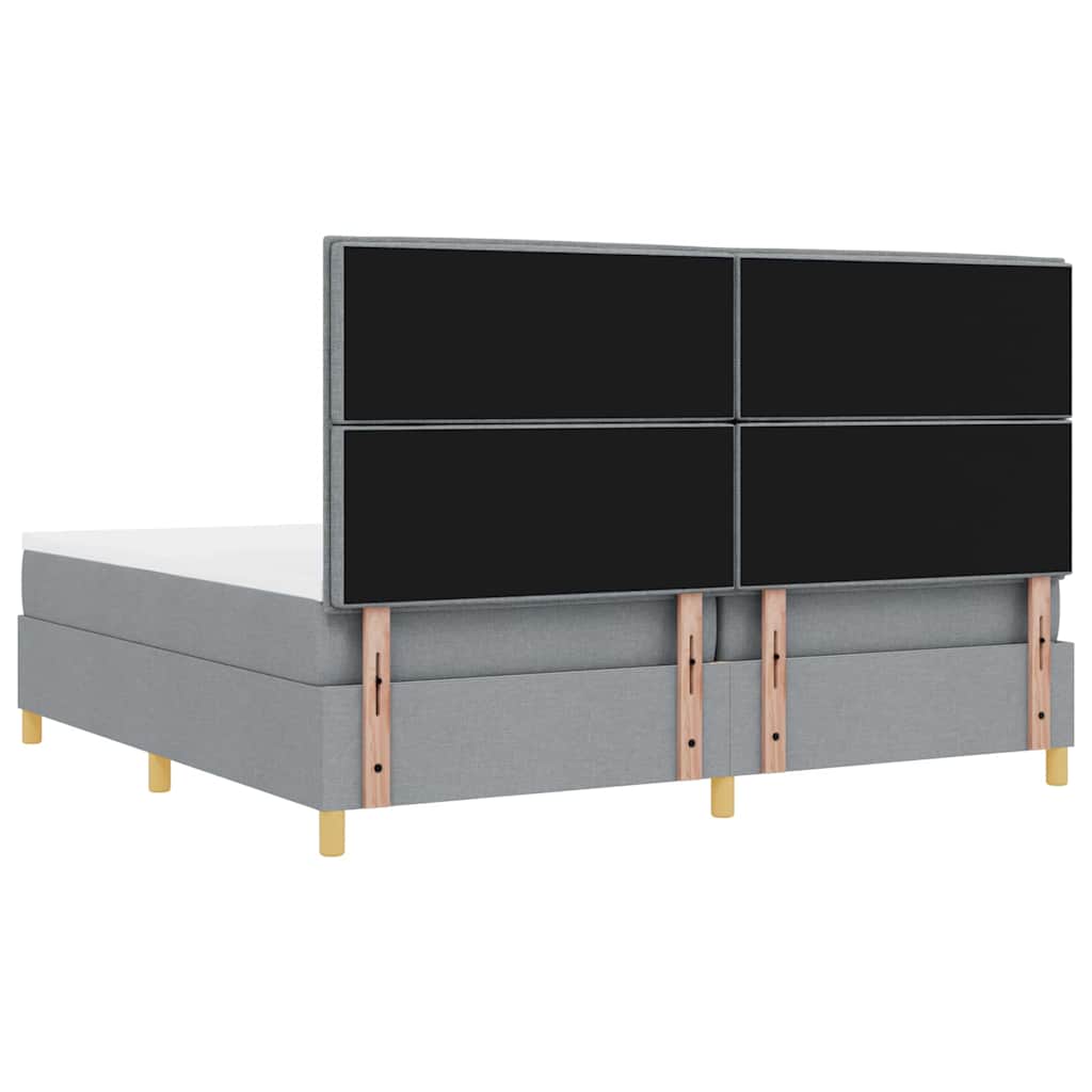 Box spring seng med madras Lysegrå 200 x 200 cm Stof