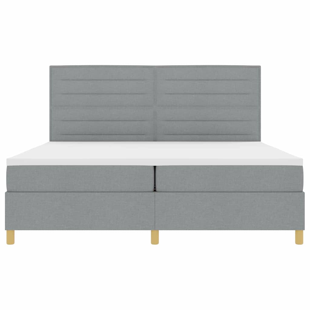 Box spring seng med madras Lysegrå 200 x 200 cm Stof