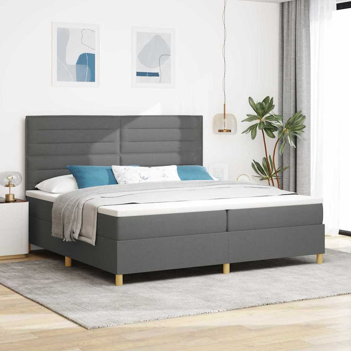 Box spring seng med madras Mørkegrå 200 x 200 cm Stof