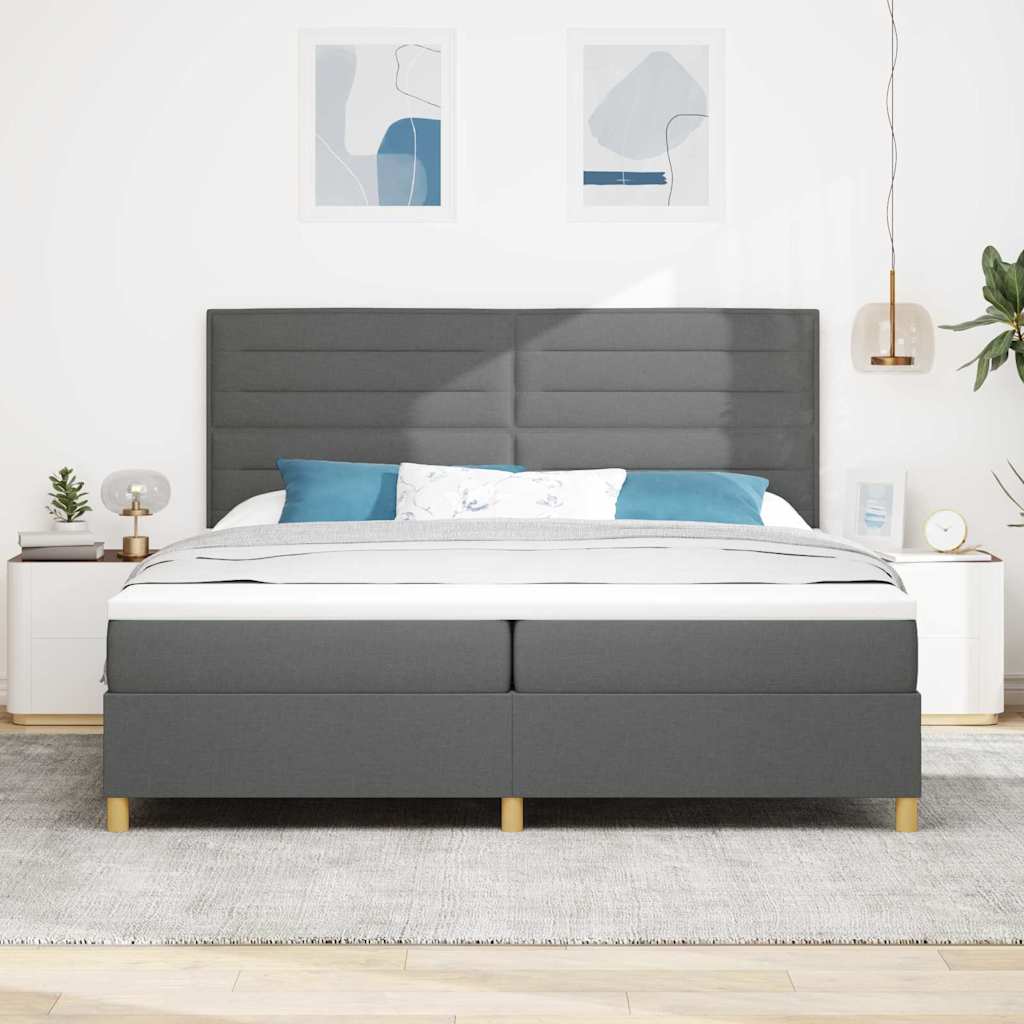 Box spring seng med madras Mørkegrå 200 x 200 cm Stof