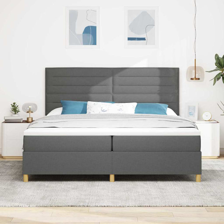 Box spring seng med madras Mørkegrå 200 x 200 cm Stof