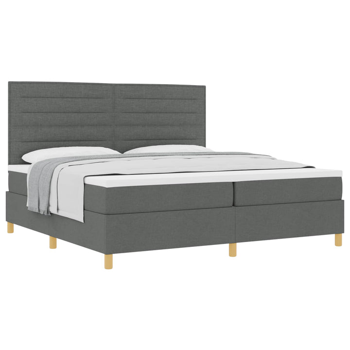 Box spring seng med madras Mørkegrå 200 x 200 cm Stof